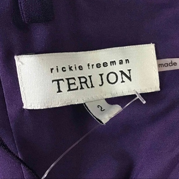 NWT TERI JON RICKIE FREEMAN Purple Bow Detail Trumpet Maxi Gown Size 2 - Picture 5 of 8